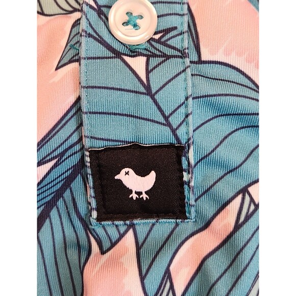 Bad Birdie Polo Shirt Men's 2XL Teal Golf Floral Hawaiian Performance Stretch - Picture 5 of 8